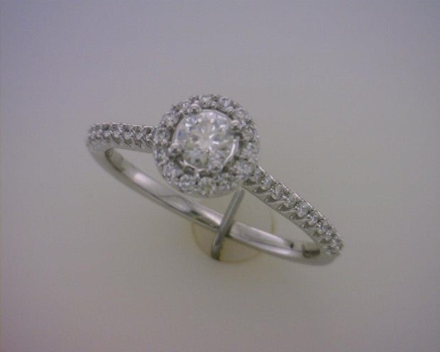Lady's White 14 Karat Halo Engagement Ring With 35 - Van Drake Jewelers