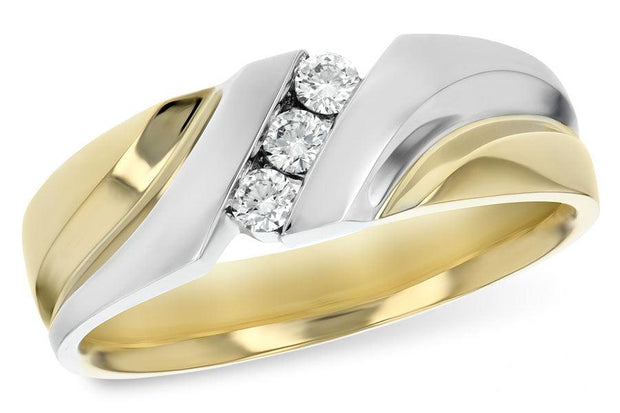 Two-Tone 14 Karat Wedding Ring With 3=0.20Tw Round - Van Drake Jewelers