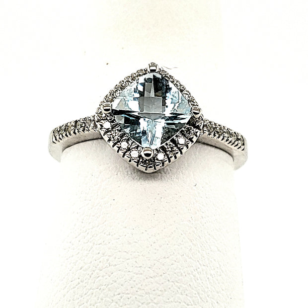 Lady's White 14 Karat Halo Ring With One 1.00Ct Cu - Van Drake Jewelers