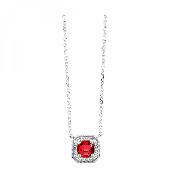 Lady's White 10 Karat Garnet & Diamond Necklace Wi - Van Drake Jewelers