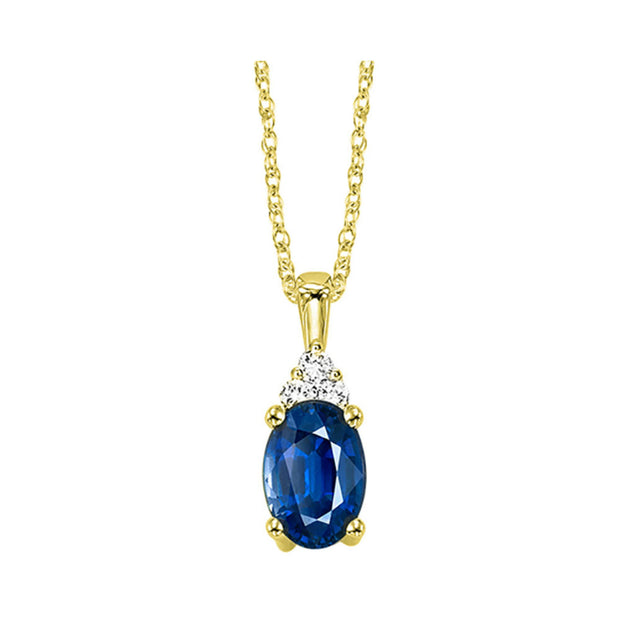 Yellow 10 Karat Blue Sapphire & Diamond Necklace L - Van Drake Jewelers