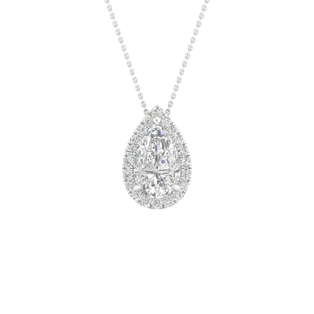 White 14 Karat Halo Pendant/Necklace With One 1.00 - Van Drake Jewelers
