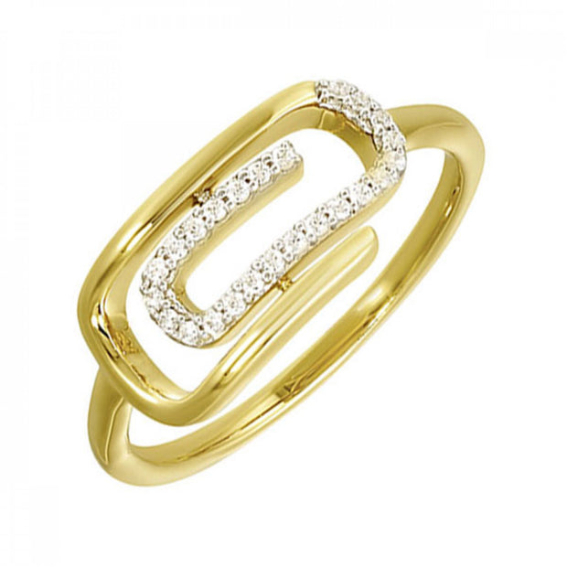Lady's Yellow 10 Karat Paper Clip Ring With 24=0.1 - Van Drake Jewelers