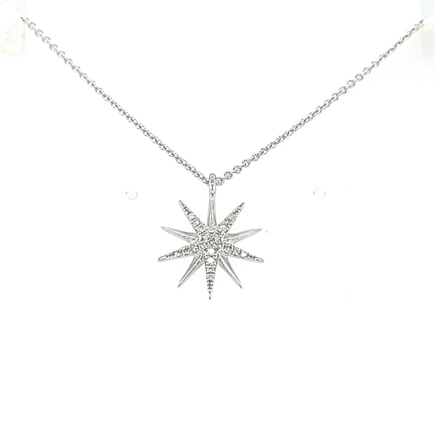 Sterling Silver Star Pendant/Necklace With 21=0.10 - Van Drake Jewelers