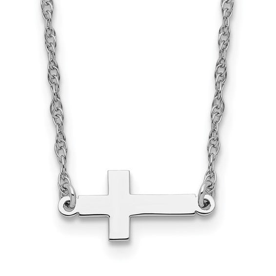 Sterling Silver Sideways Cross Necklace - Van Drake Jewelers