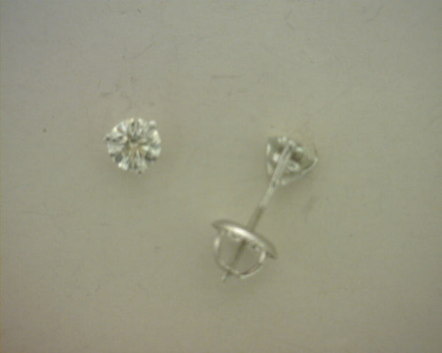 Lady's White 14 Karat Martini Stud Earrings With 2 - Van Drake Jewelers
