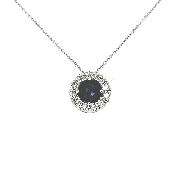 Lady's White 14 Karat Halo Necklace With One 0.60C - Van Drake Jewelers