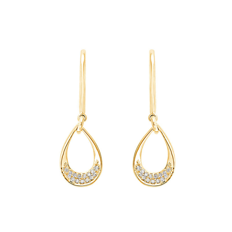 Lady's Yellow 10 Karat Dangle Tear Drop Earrings W - Van Drake Jewelers
