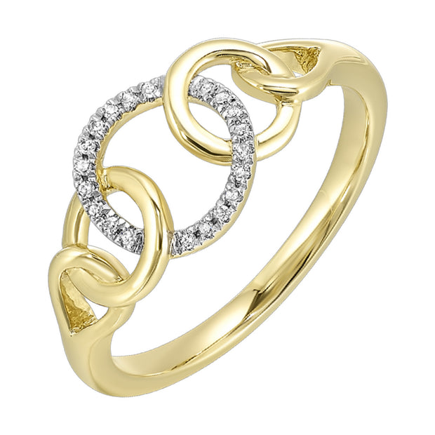 Lady's Yellow 10 Karat Interlocking Circle Ring Wi - Van Drake Jewelers