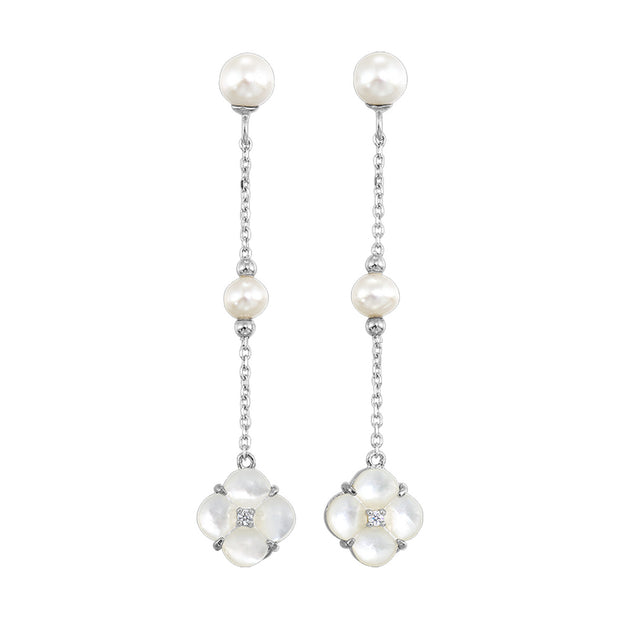 Lady's Sterling Silver Pearl, Mother Of Pearl & Cz - Van Drake Jewelers