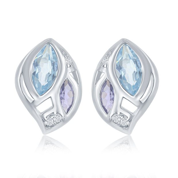 Sterling Silver Blue Topaz, Iolite & White Topaz E - Van Drake Jewelers
