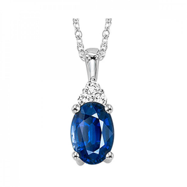 Lady's White 10 Karat Sapphire & Diamond Necklace - Van Drake Jewelers