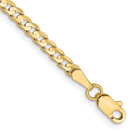 Yellow 10 Karat 3Mm Open Concave Curb Bracelet Len - Van Drake Jewelers
