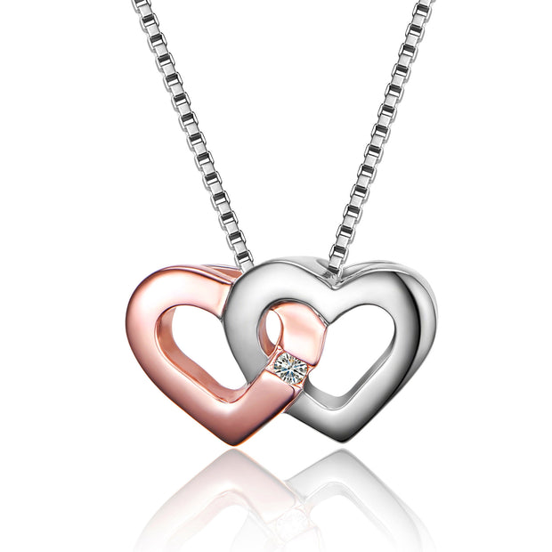 Lady's Two-Tone Sterling Silver Intwined Hearts Wi - Van Drake Jewelers