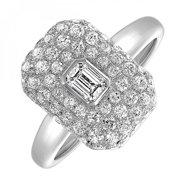 Lady's White 14 Karat Ring With One 0.20Ct Emerald - Van Drake Jewelers