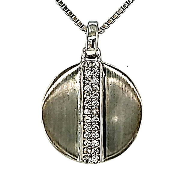 Lady's Sterling Silver White Sapphire Disc Necklac - Van Drake Jewelers