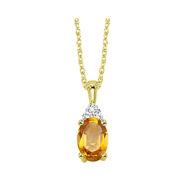 Yellow 10 Karat Citrine & Diamond Necklace Length - Van Drake Jewelers