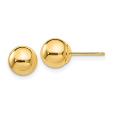 Yellow 14 Karat 7Mm Ball Earrings - Van Drake Jewelers