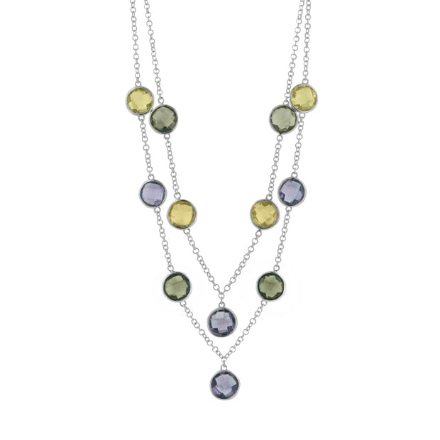 Lady's Sterling Silver Amethyst & Citrine Necklace - Van Drake Jewelers