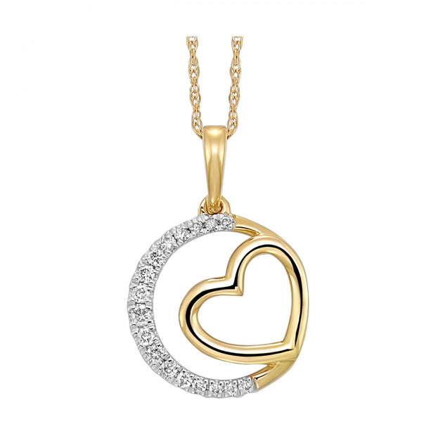 Yellow 10 Karat Heart Pendant/Necklace Length 18 W - Van Drake Jewelers