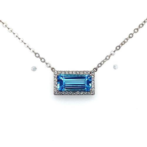 Lady's Sterling Silver Blue Topaz & White Topaz Ne