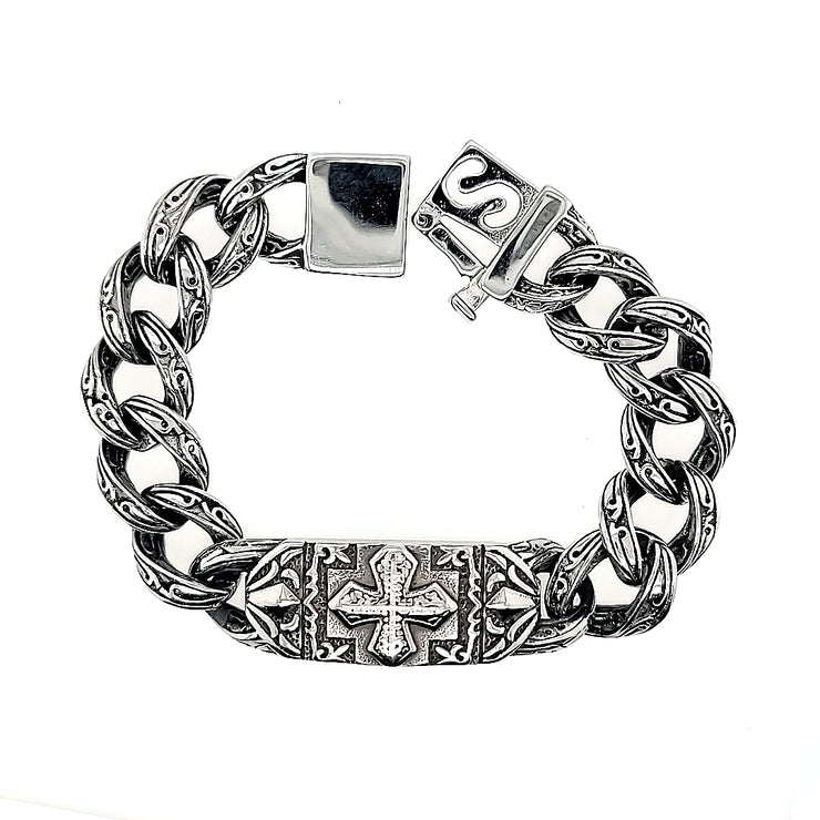 Gent's Stainless Steel Antiqued Bracelet - Van Drake Jewelers