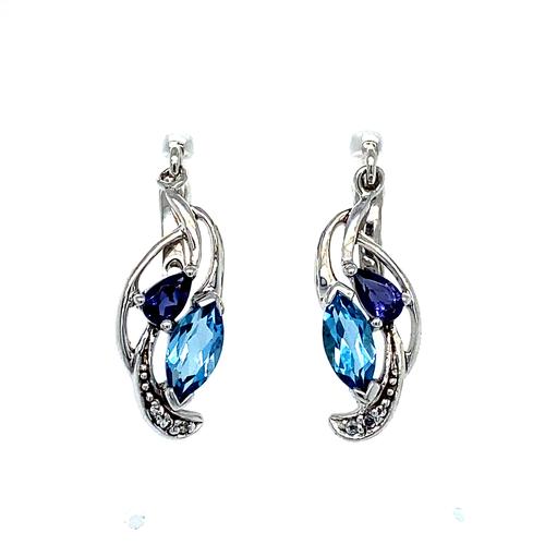 Sterling Silver Blue Topaz, Iolite & White Topaz E - Van Drake Jewelers