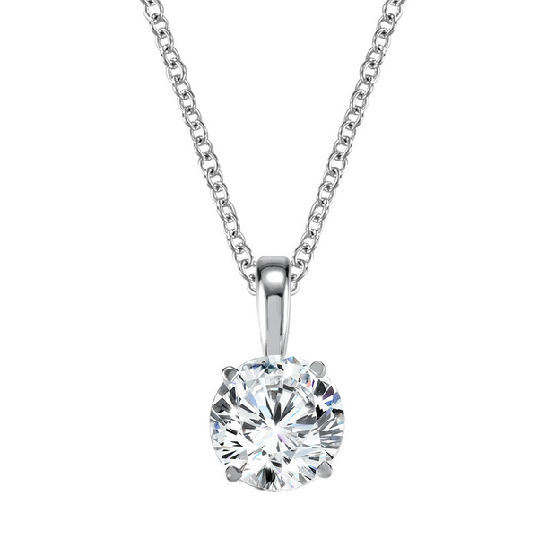 White 14 Karat Solitaire Pendant/Necklace Length 1