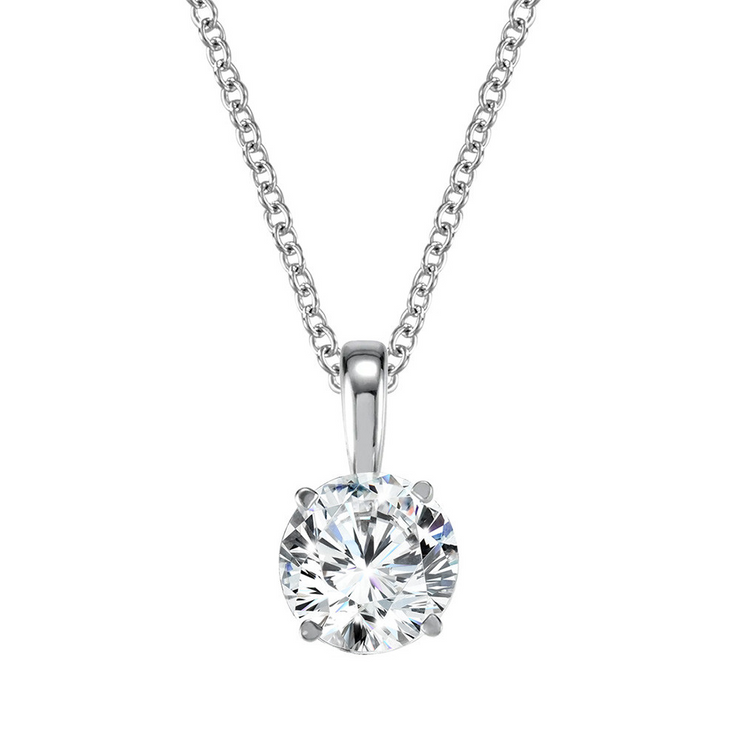 White 14 Karat Solitaire Pendant/Necklace Length 1