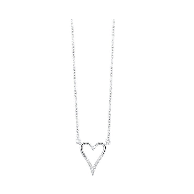 Sterling Silver Diamond Heart Pendant/Necklace Wit