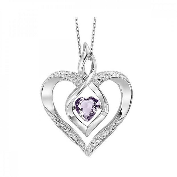 Lady's Sterling Silver Rhythm Of Love Necklace Wit