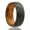 Zirconium Dome Band, Satin Finish With Olive Wood