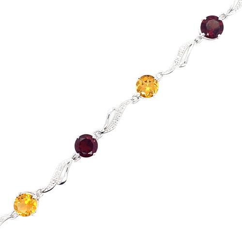 Sterling Silver Citrine & Garnet Bracelet