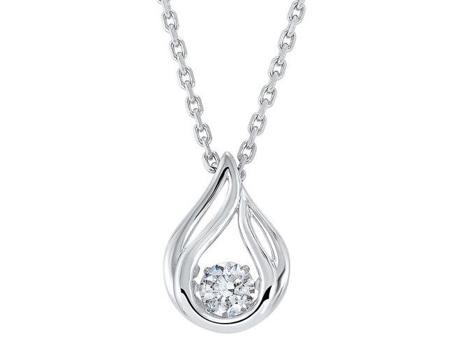 Sterling Silver Cz Rhythm Of Love Necklace With On