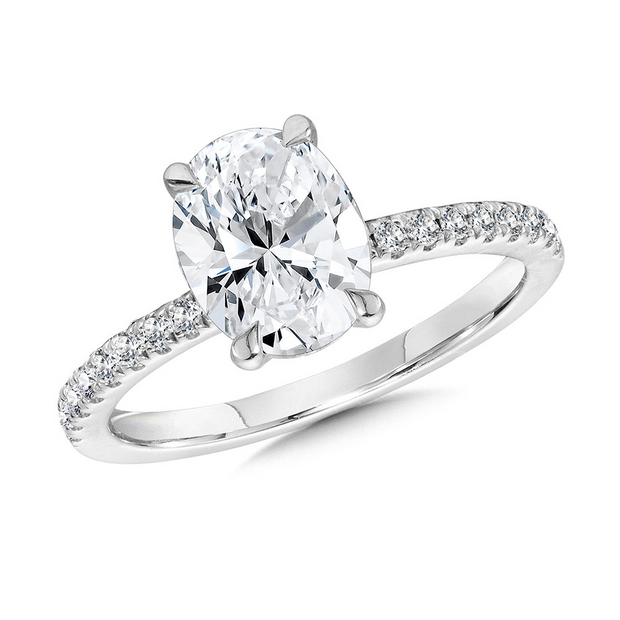 White 14 Karat Hidden Halo Ring With One = 1.55Ct