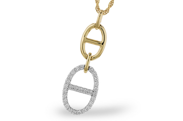 Two-Tone 14 Karat Anchor Link Pendant/Necklace Len