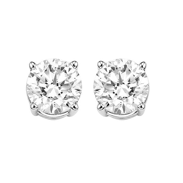 Lady's White 14 Karat Stud Earrings With 2=0.25Tw