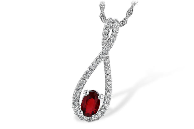Lady's White 14 Karat Ruby & Diamond Necklace With - Van Drake Jewelers