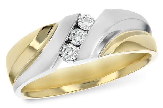 Two-Tone 14 Karat Wedding Ring With 3=0.20Tw Round