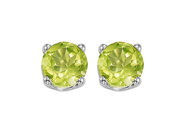 White 14 Karat 4Mm Peridot Stud Earrings