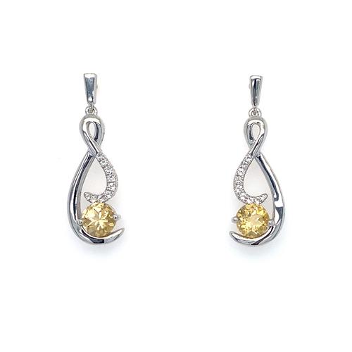 Sterling Silver Citrine & White Topaz Earrings