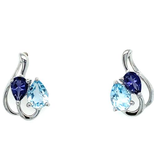 Sterling Silver Blue Topaz & Iolite Earrings - Van Drake Jewelers