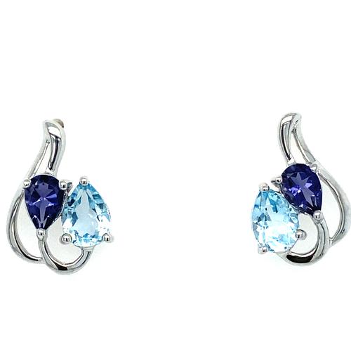 Sterling Silver Blue Topaz & Iolite Earrings