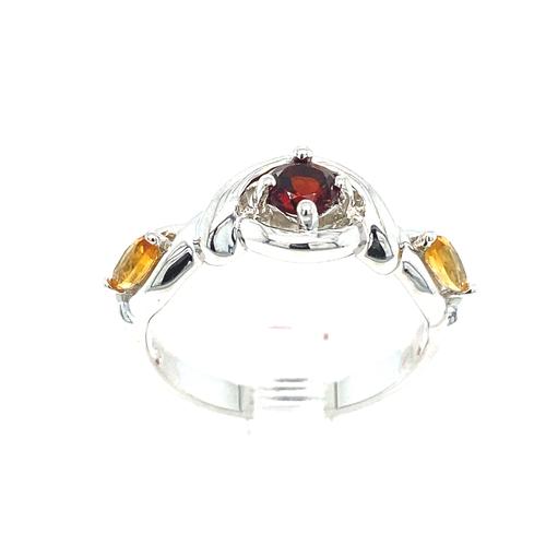 Lady's Sterling Silver Garnet & Citrine Ring - Van Drake Jewelers