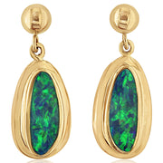 Yellow 14 Karat Australian Opal Doublet Earrings