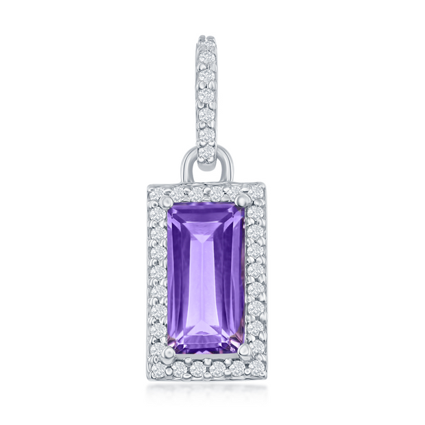 Sterling Silver Amethyst & White Topaz Necklace