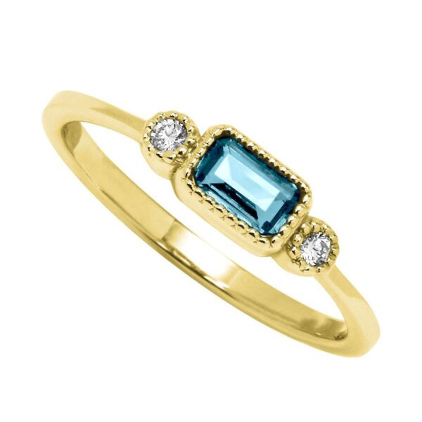 Yellow 10 Karat Ring With One = 5.00X3.00Mm Emeral