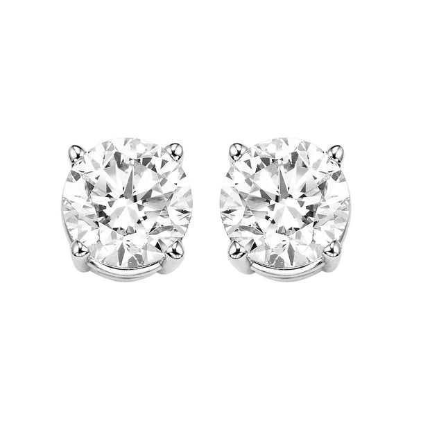 Lady's White 14 Karat Stud Earrings With 2=0.48Tw - Van Drake Jewelers