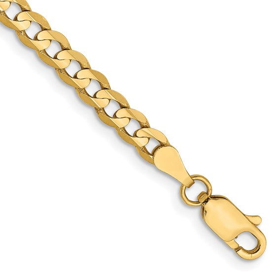 Yellow 10 Karat 3.8Mm Open Concave Curb Bracelet L