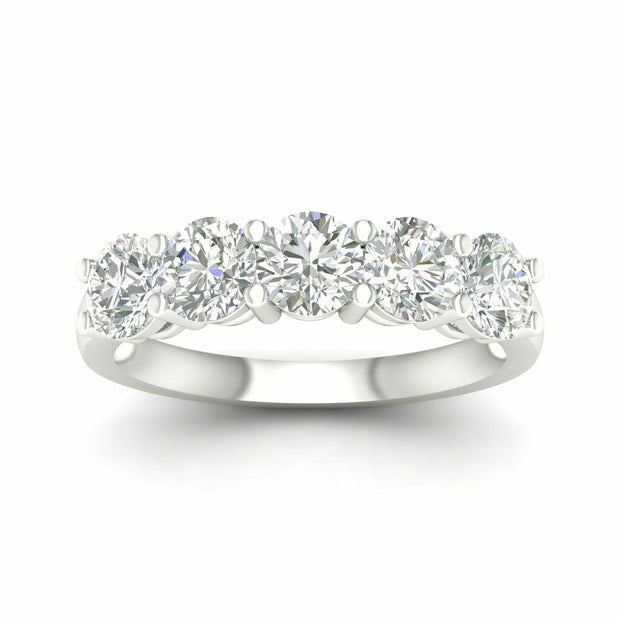 White 14 Karat 5 Stone Ring With 5=2.00Tw Round G/ - Van Drake Jewelers